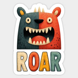 Cute Monster ROAR Tee for Kids and Inner Beasts Sticker